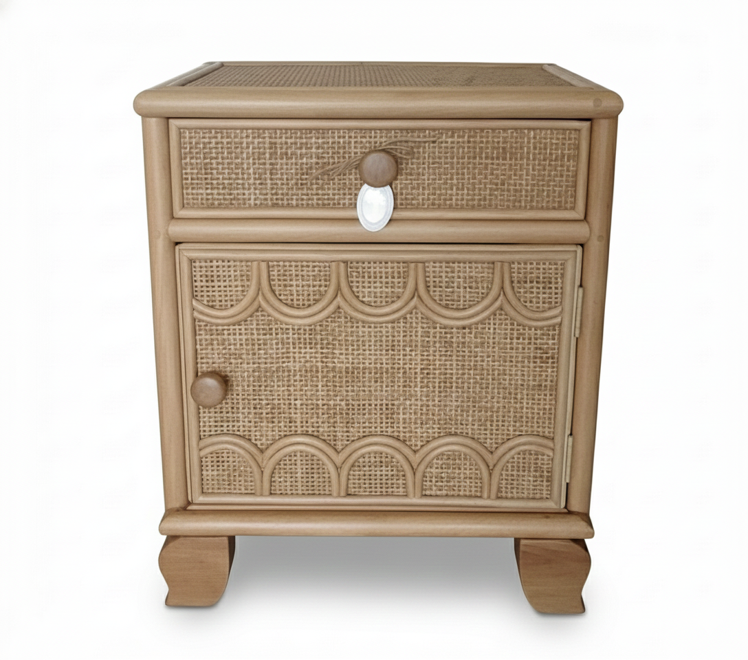 Scalloped Rattan Bedside Tables (PRE ORDER)