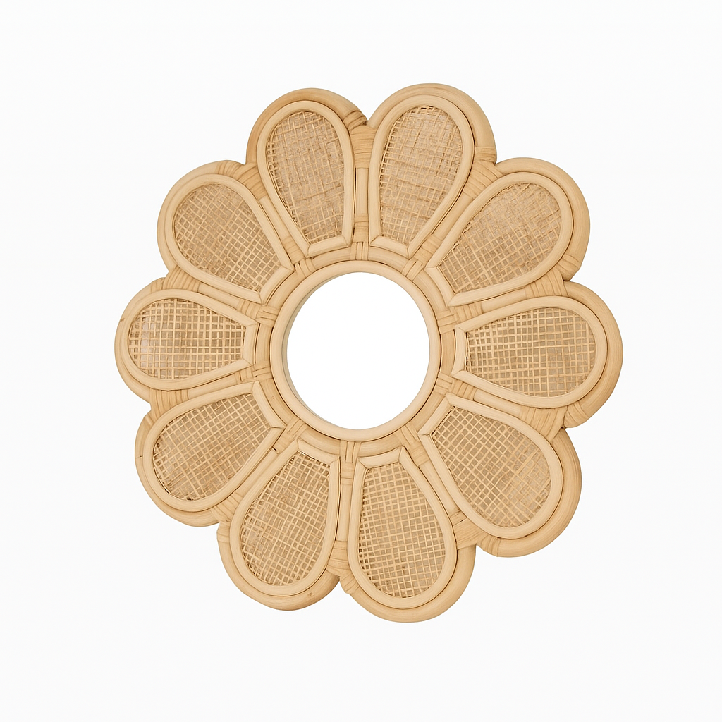 Poppy Rattan Flower Mirror (PRE ORDER)