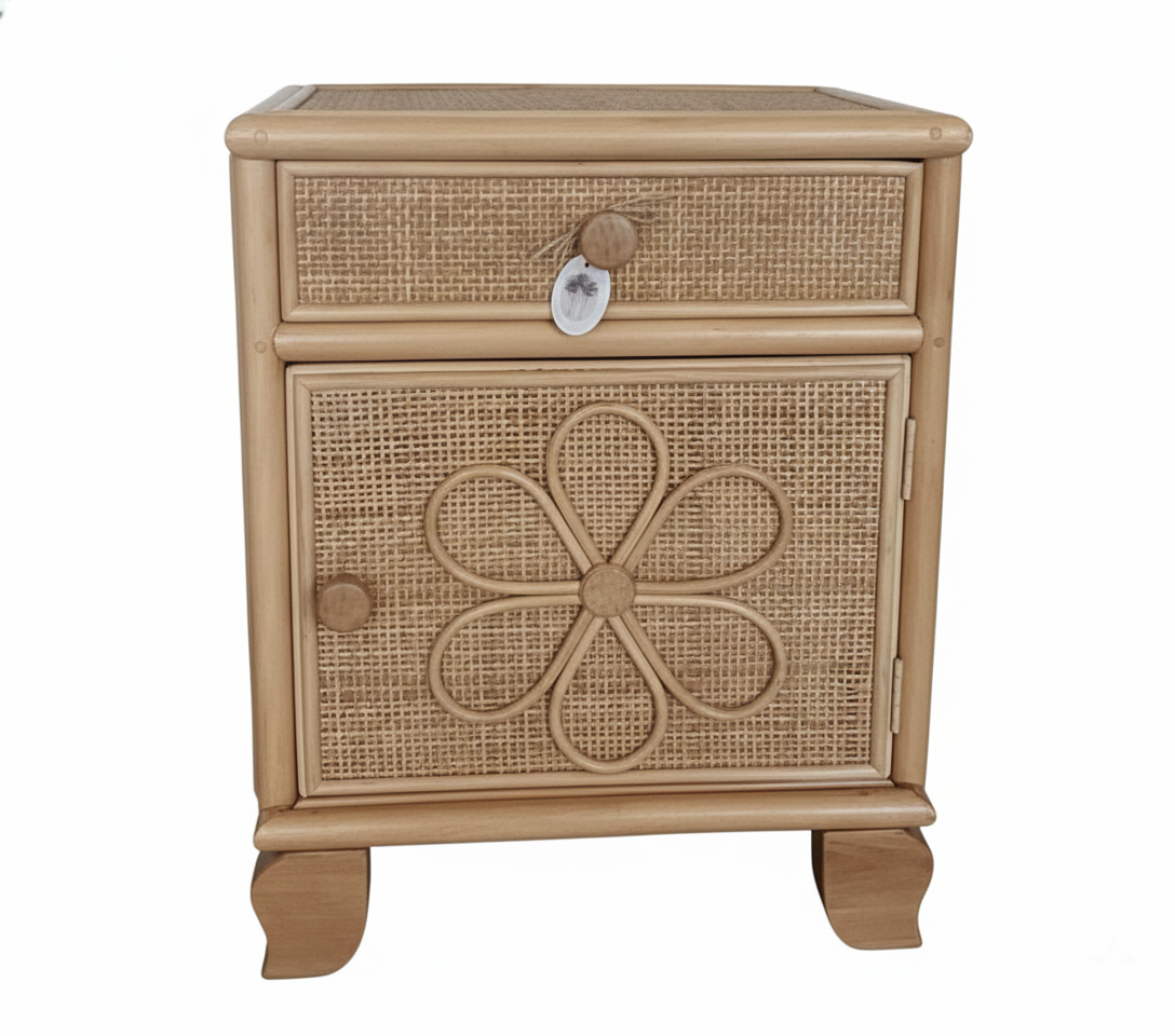 Flower Rattan Bedside Table (PRE ORDER)
