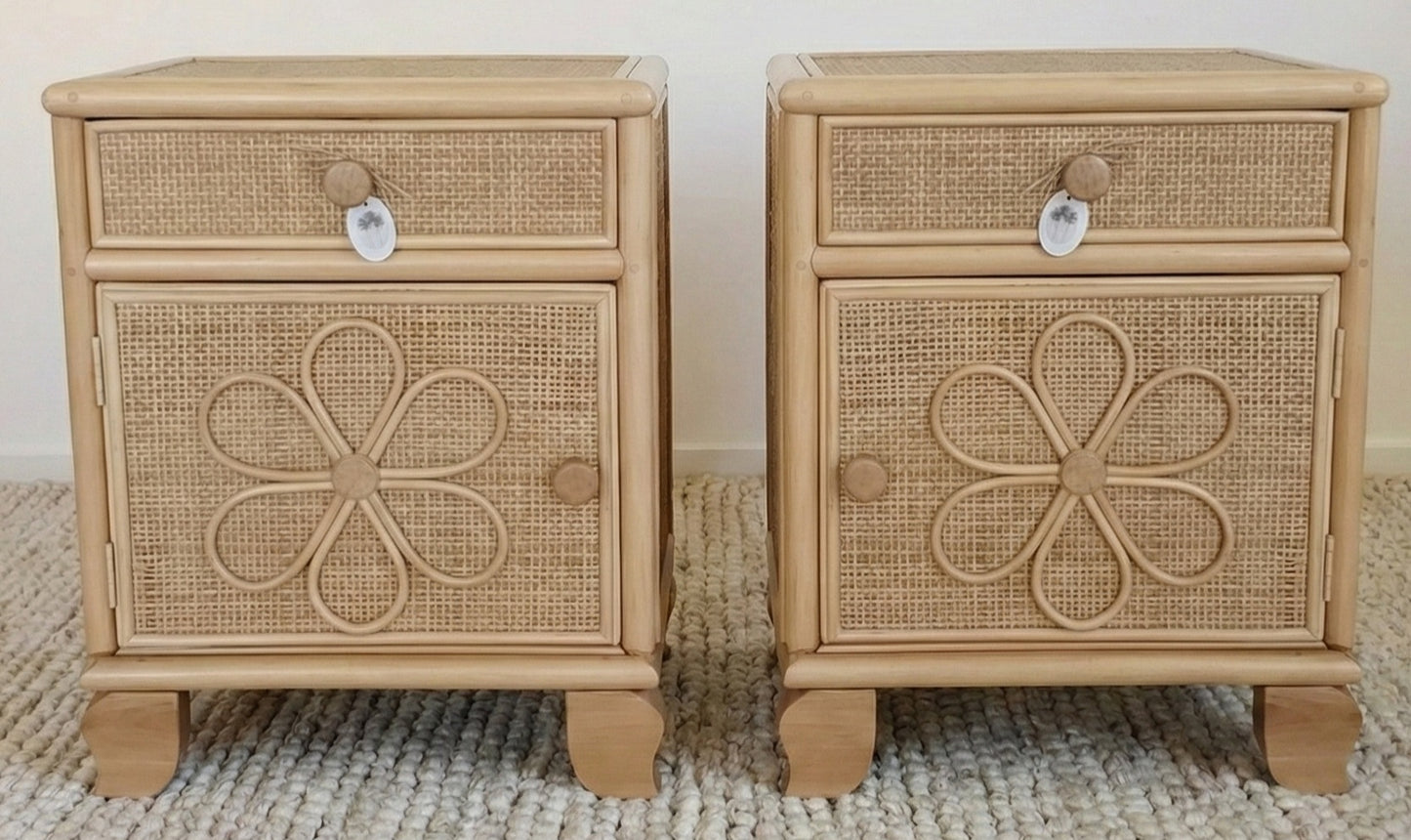 Flower Bloom Rattan Bedside Tables (PRE ORDER)