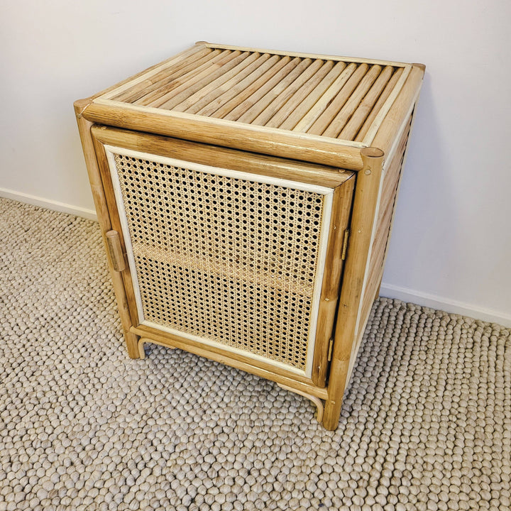 Coastal Rattan Bedside Table Right Open (PRE ORDER)