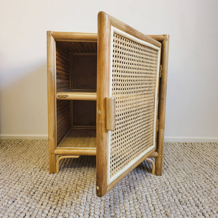 Coastal Rattan Bedside Table Right Open (PRE ORDER)