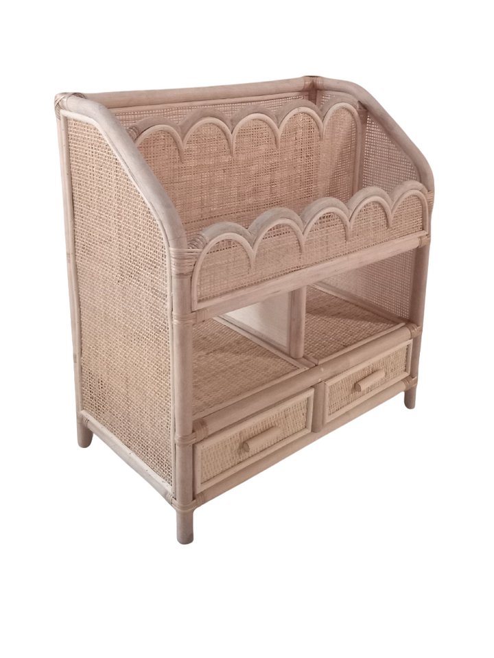 Scalloped Rattan Bookshelf
