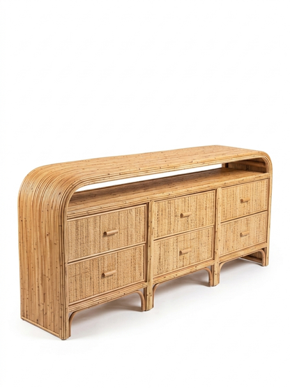 The Solstice 6-Drawer Rattan Buffet