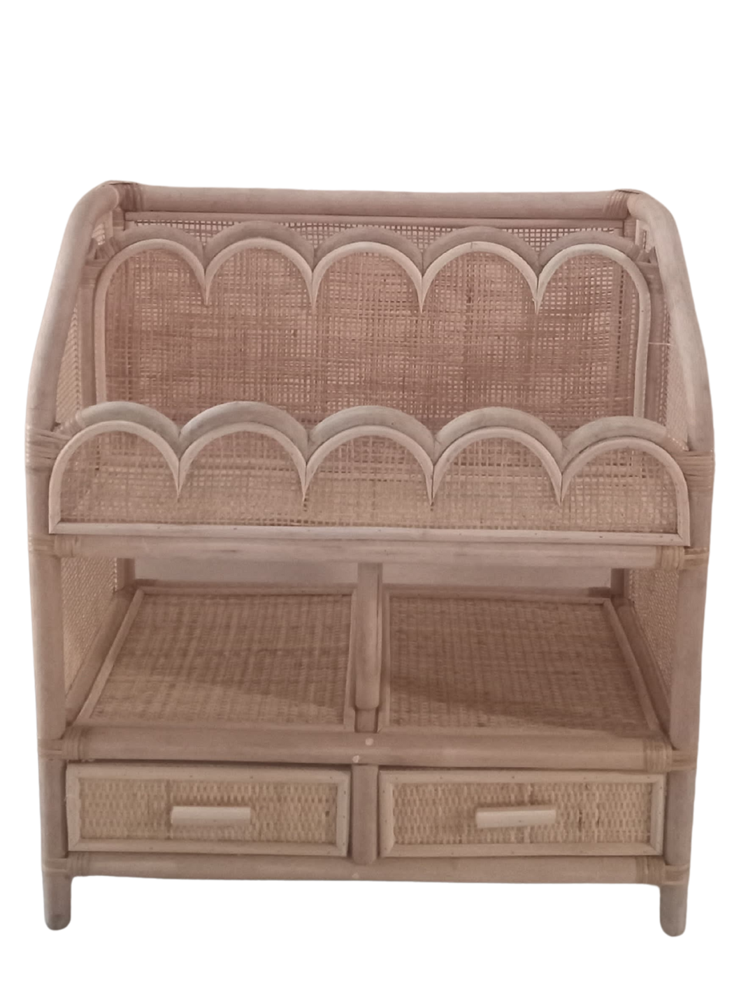 Scalloped Rattan Bookshelf