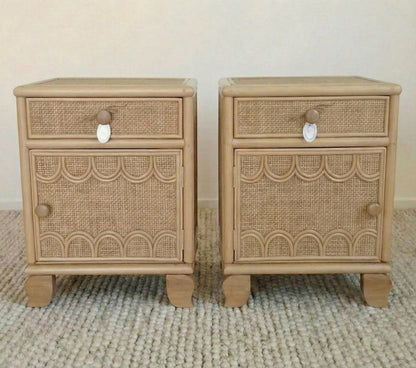 Scalloped Rattan Bedside Tables (PRE ORDER)