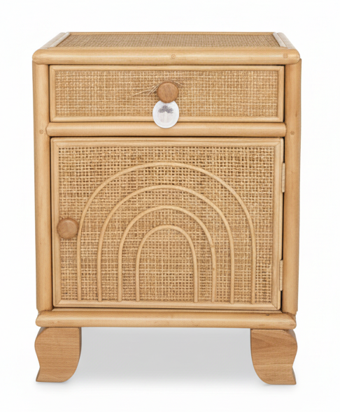 Rainbow Rattan Bedside Table