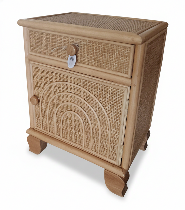 Rainbow Rattan Bedside Table