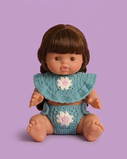 Daisy Crochet Doll Bib & Nappy Cover Set