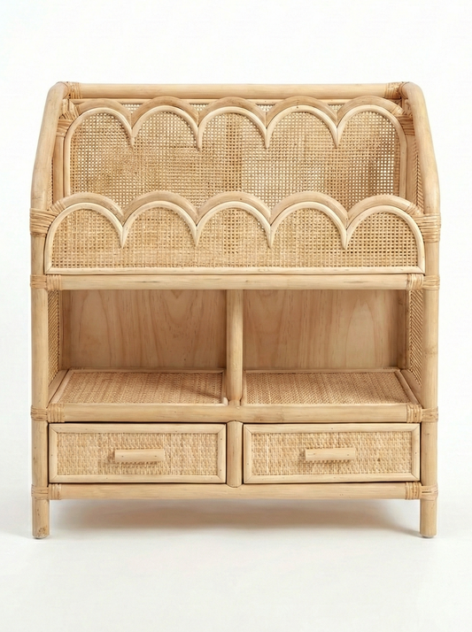 Scalloped Rattan Bookshelf (PRE ORDER)