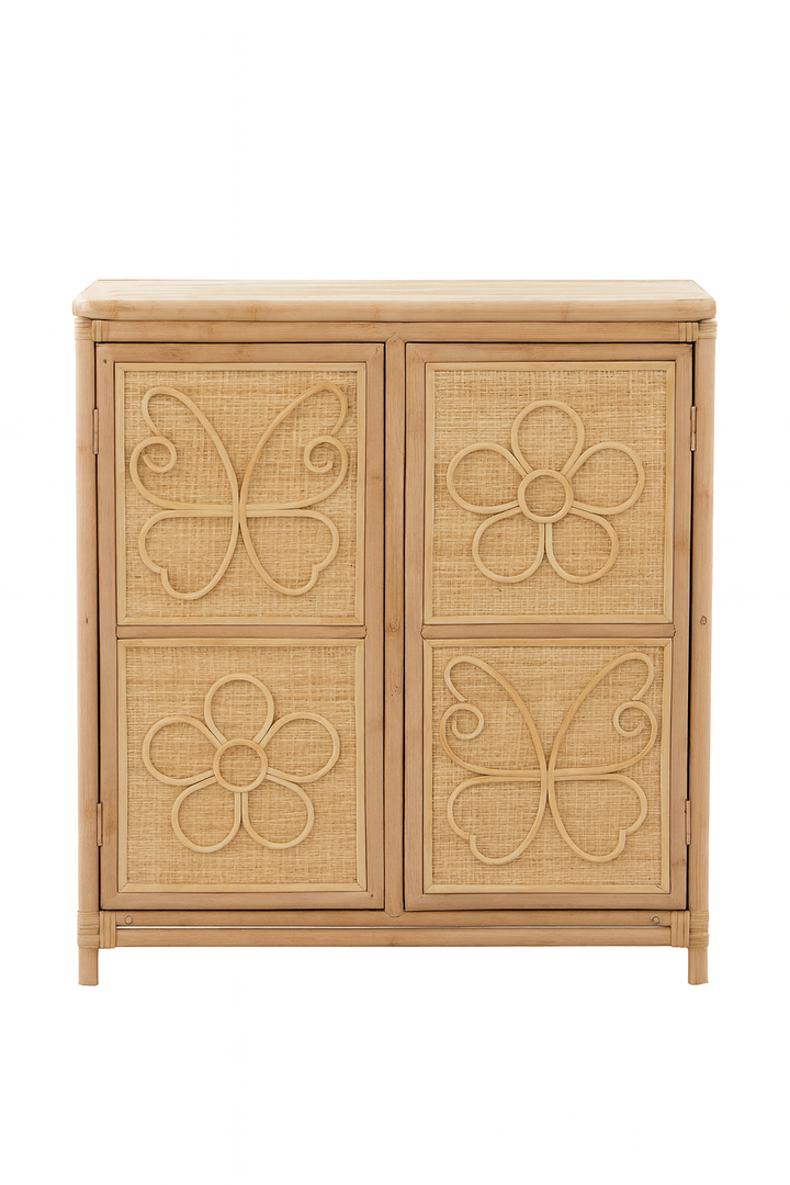 Butterfly & Bloom Rattan Cabinet