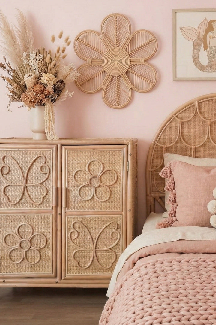 Butterfly & Bloom Rattan Cabinet