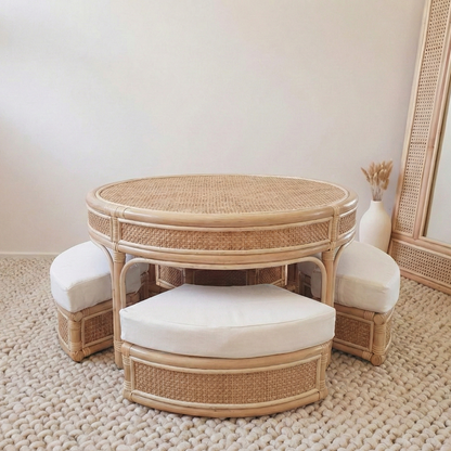 Bonnie Rattan Coffee Table with Kids Seats (PRE ORDER)