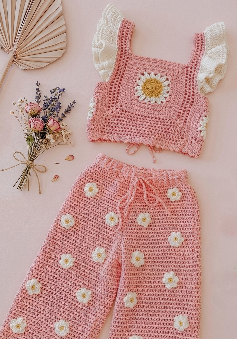Daisy Crochet Set (MADE TO ORDER)