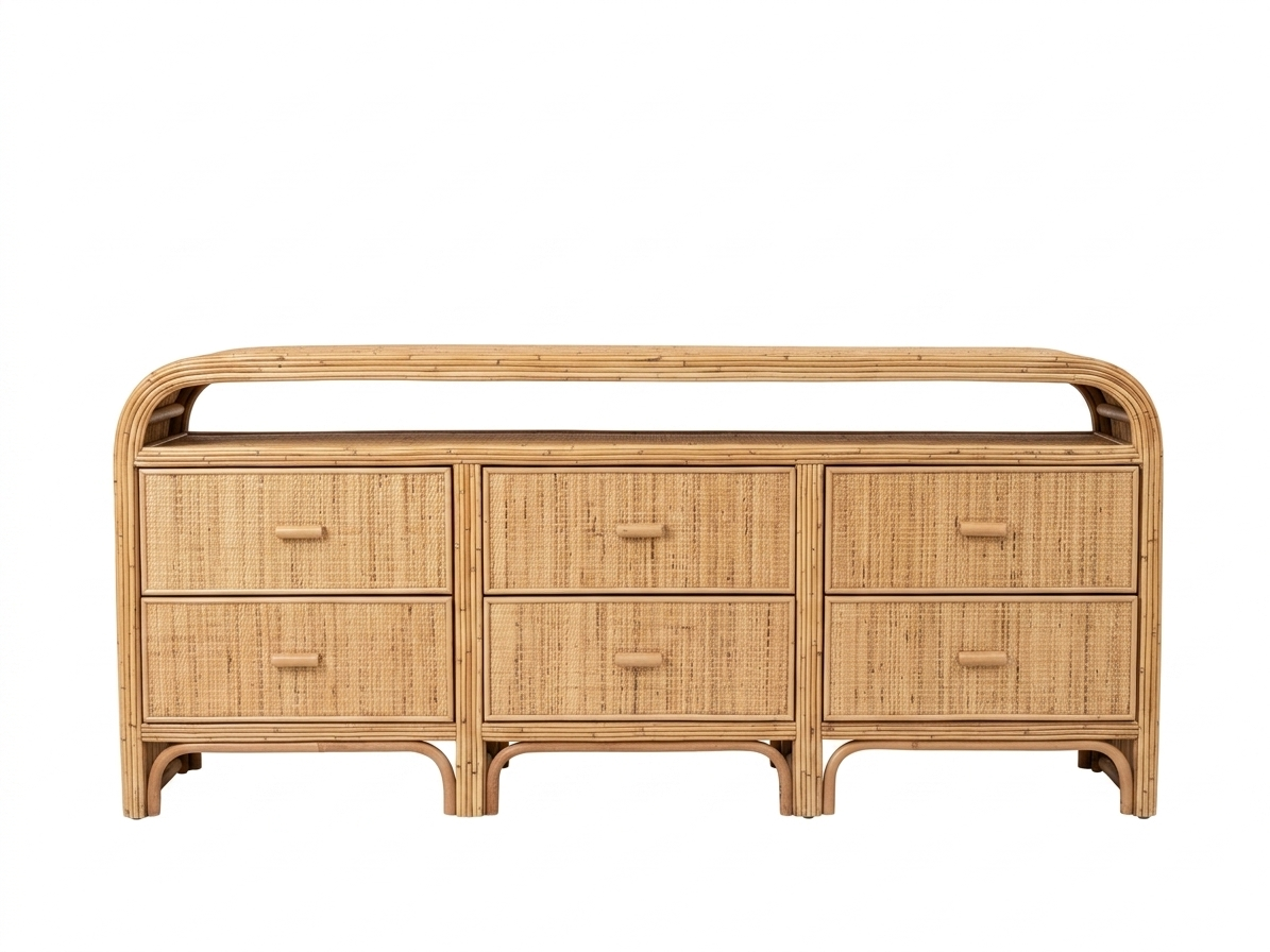 The Solstice 6-Drawer Rattan Buffet