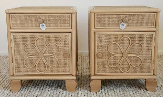 Flower Bloom Rattan Bedside Tables (PRE ORDER)