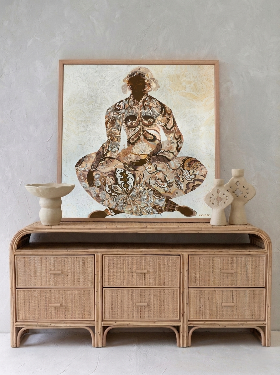 The Solstice 6-Drawer Rattan Buffet