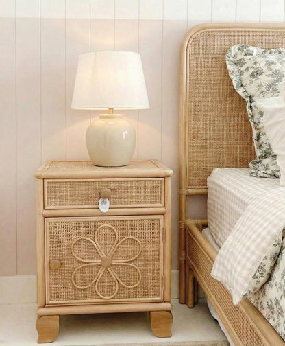 Flower Rattan Bedside Table (PRE ORDER)
