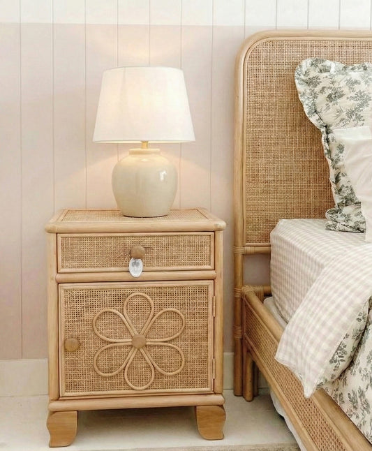 Flower Rattan Bedside Table (PRE ORDER)