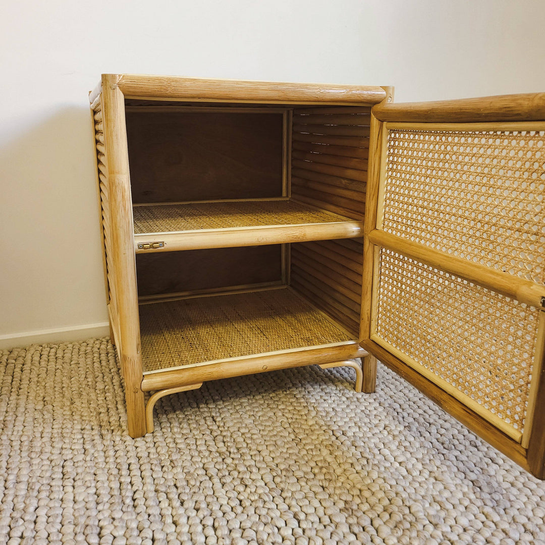 Coastal Rattan Bedside Table Right Open (Pre Order Feb)