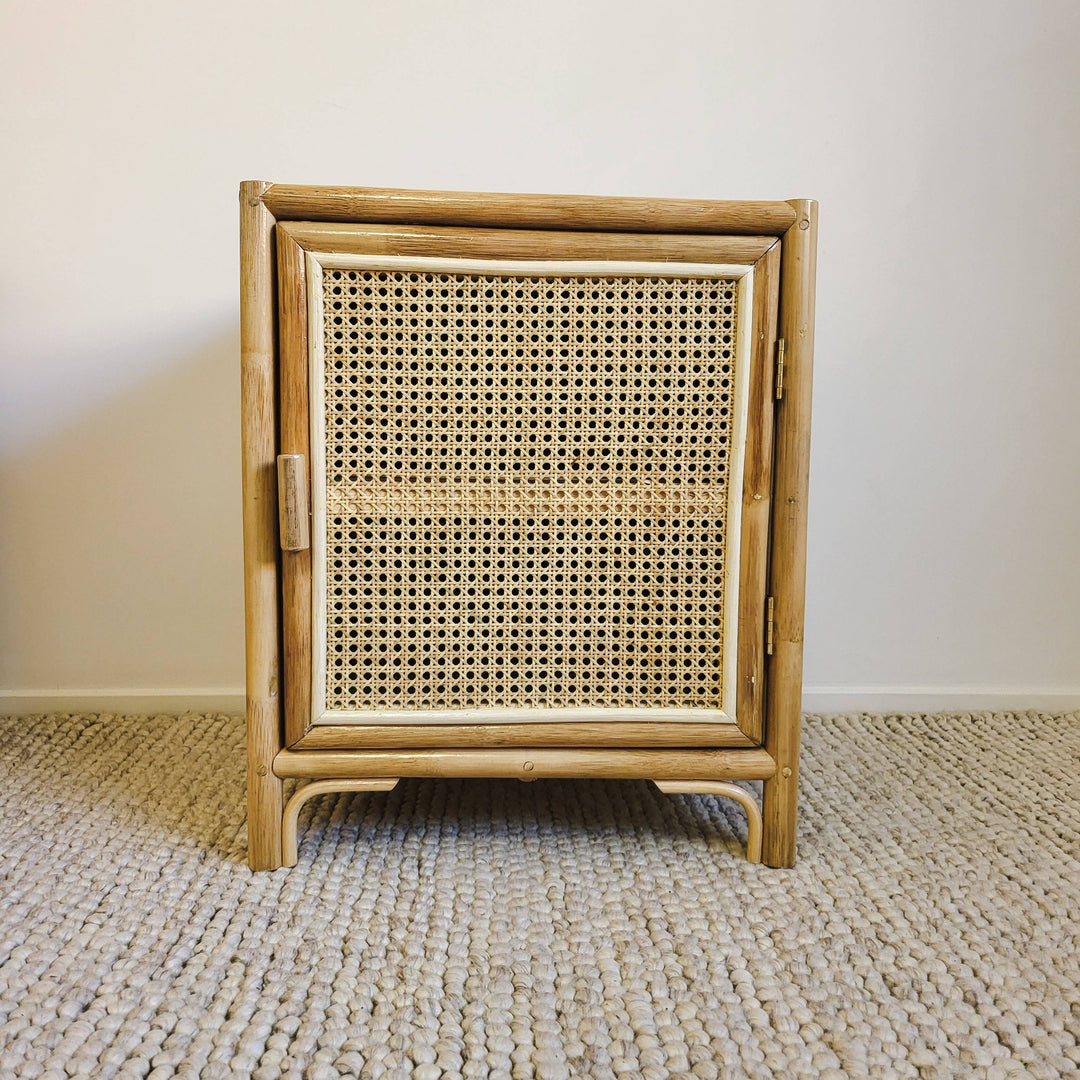 Coastal Rattan Bedside Table Right Open (Pre Order Feb)