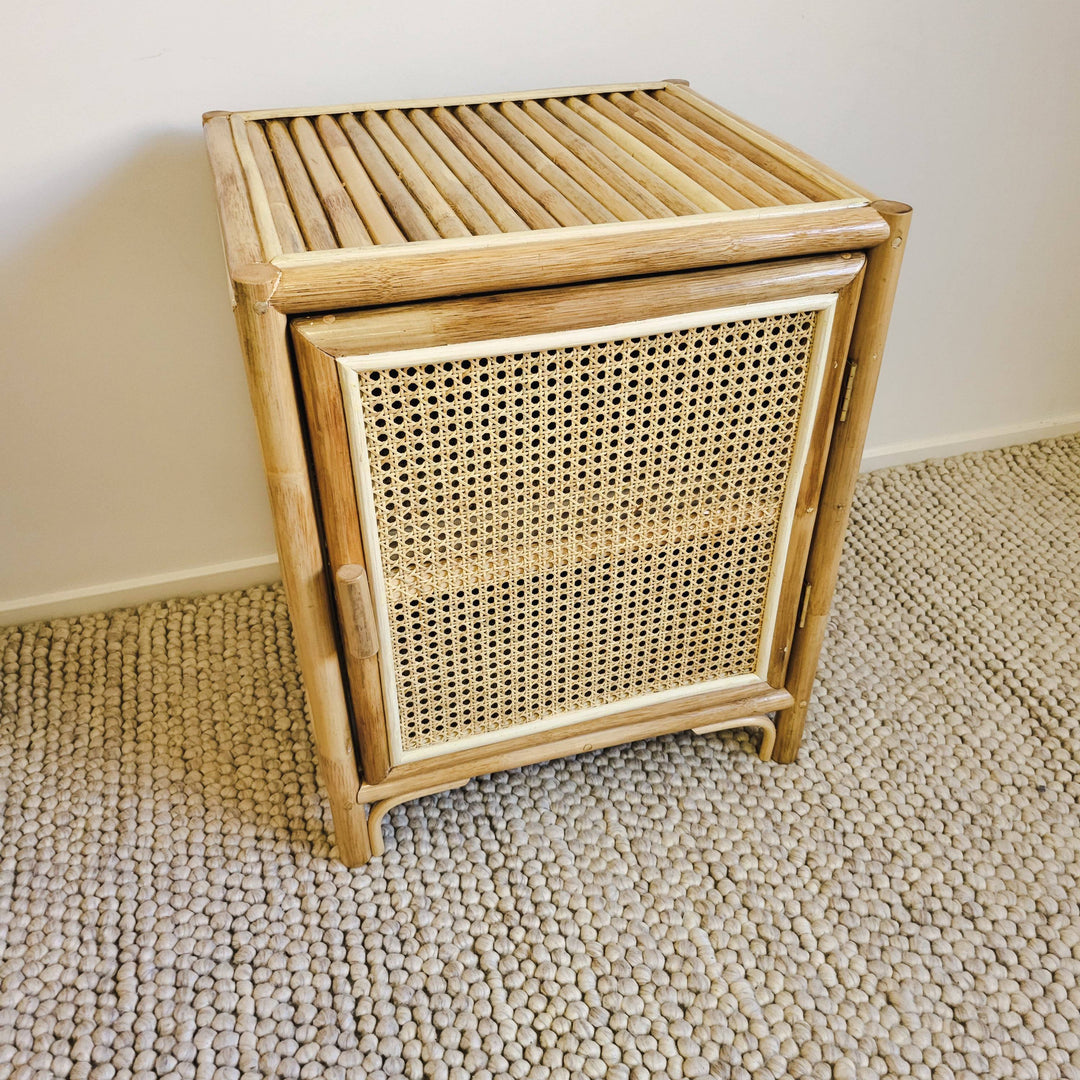 Coastal Rattan Bedside Table Right Open (Pre Order Feb)