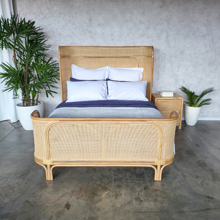 Coastal Rattan Bedside Table (Left Open)