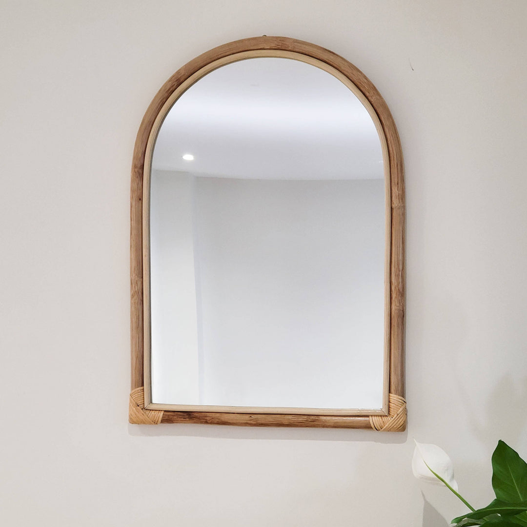 Jade Rattan Half Mirror