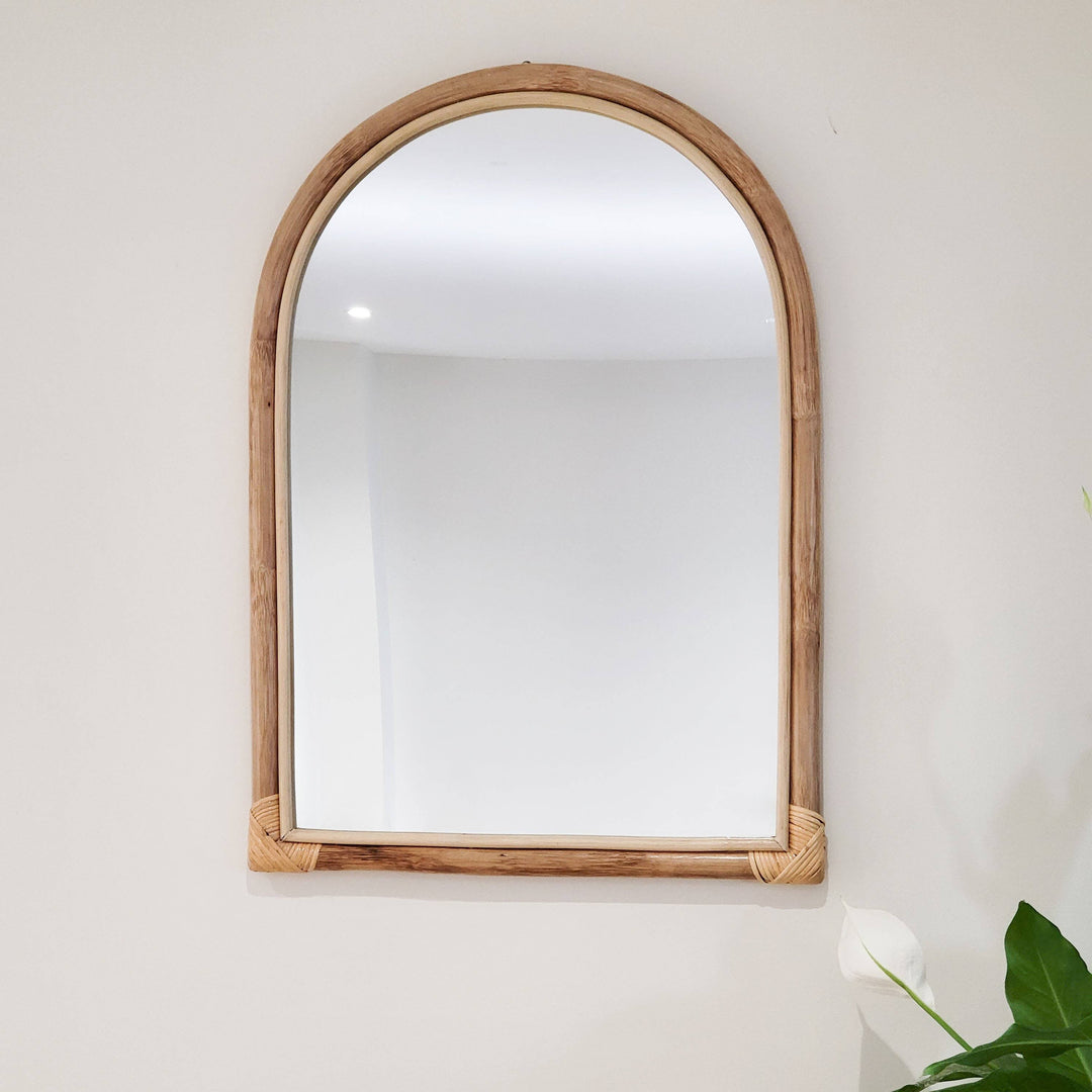 Jade Rattan Half Mirror